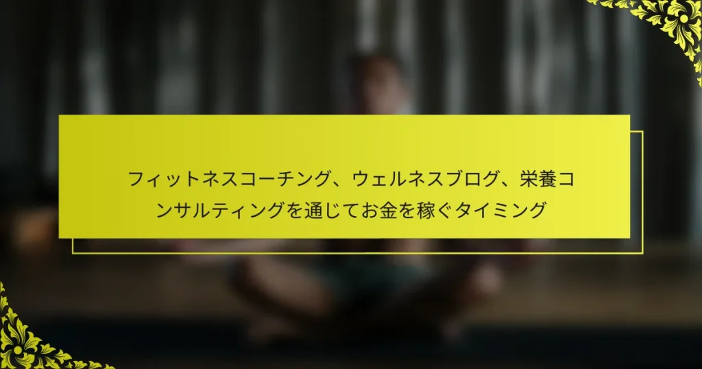 フィットネスコーチング、ウェルネスブログ、栄養コンサルティングを通じてお金を稼ぐタイミング