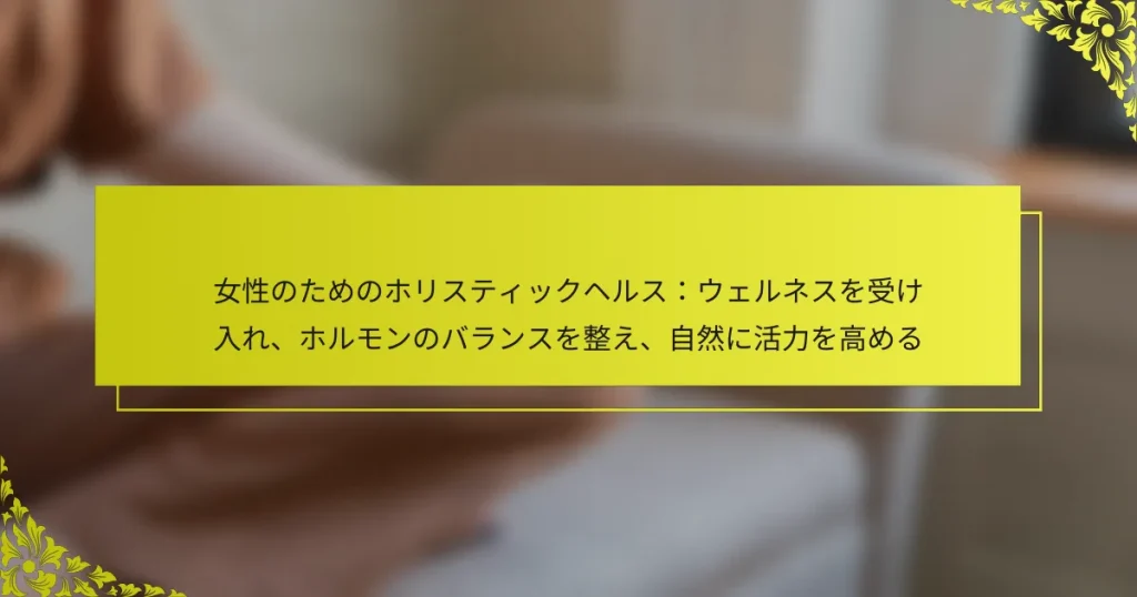 女性のためのホリスティックヘルス：ウェルネスを受け入れ、ホルモンのバランスを整え、自然に活力を高める