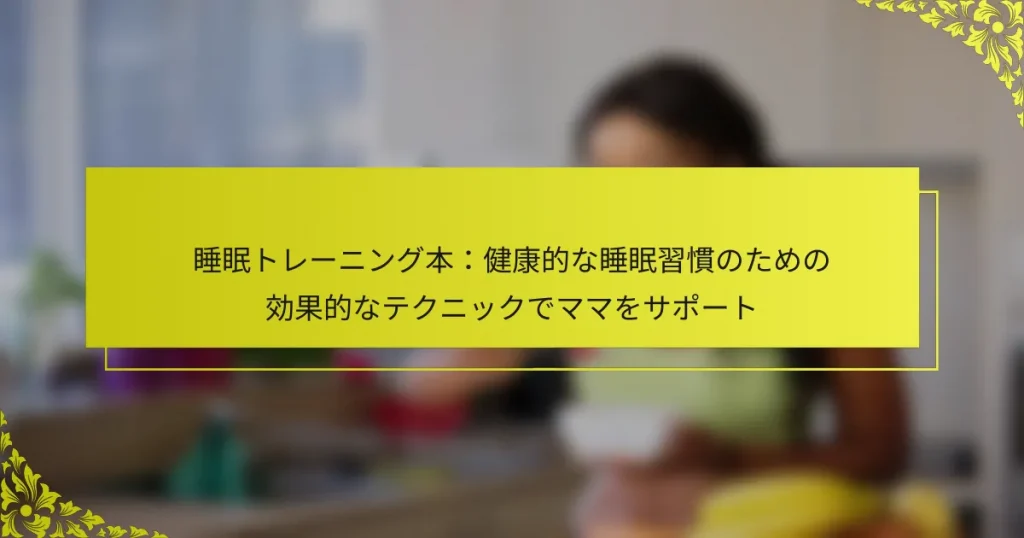 睡眠トレーニング本：健康的な睡眠習慣のための効果的なテクニックでママをサポート