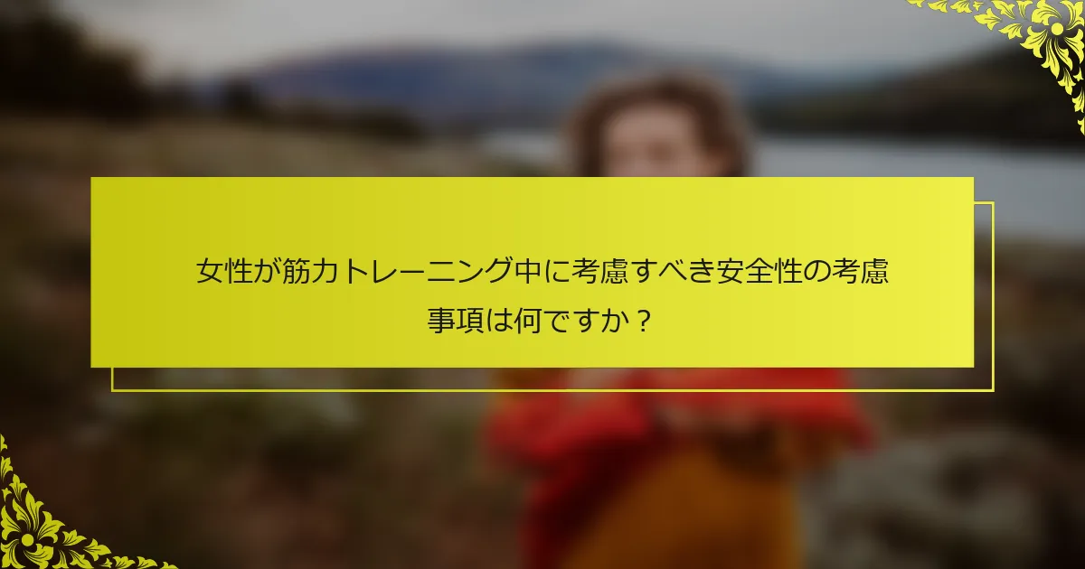 女性が筋力トレーニング中に考慮すべき安全性の考慮事項は何ですか？