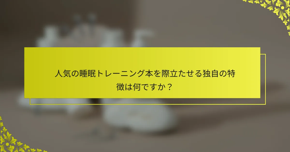 人気の睡眠トレーニング本を際立たせる独自の特徴は何ですか？