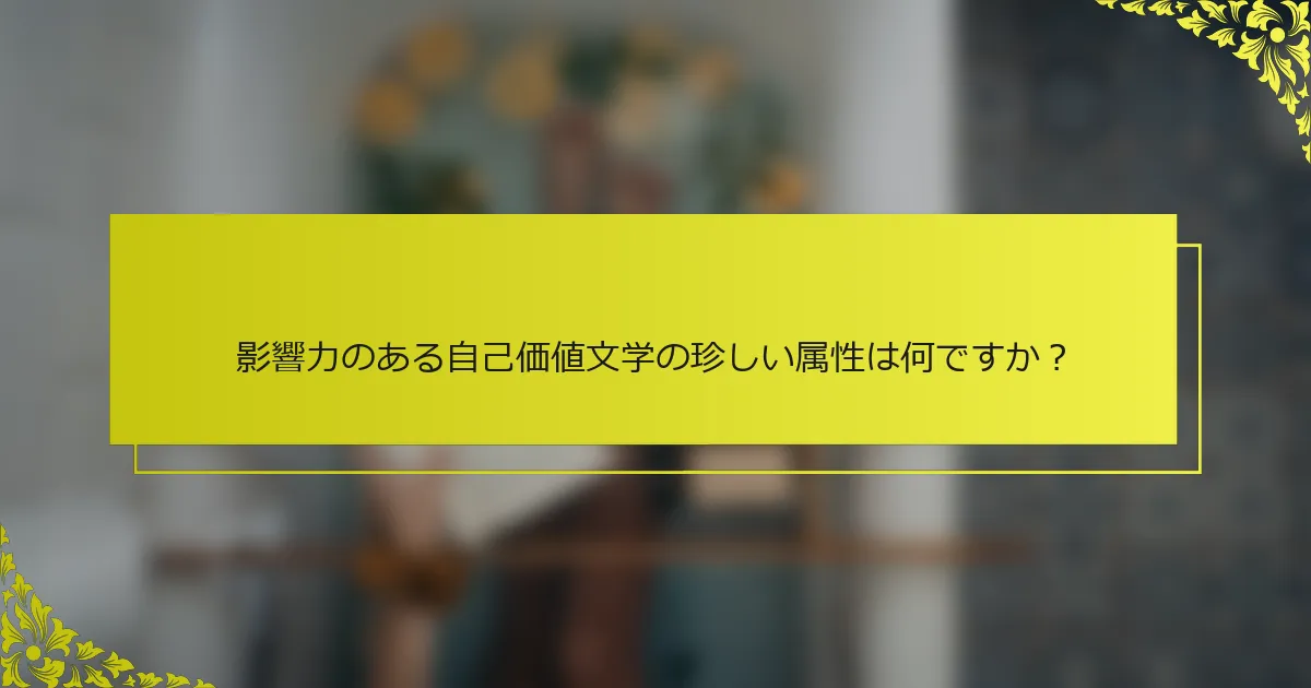 影響力のある自己価値文学の珍しい属性は何ですか？