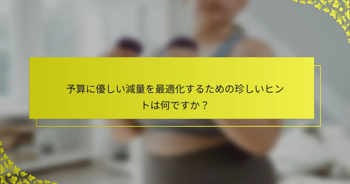 予算に優しい減量を最適化するための珍しいヒントは何ですか？