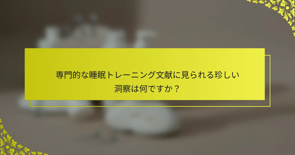 専門的な睡眠トレーニング文献に見られる珍しい洞察は何ですか？